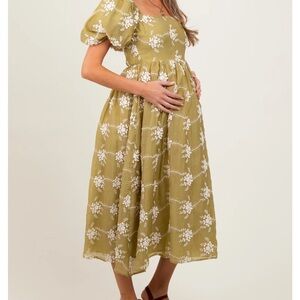 Floral Olive Maternity Dress